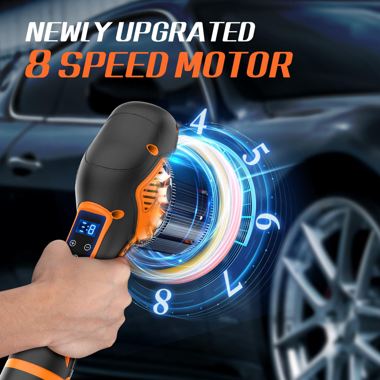 Protmex Cordless Buffer Polisher with 2 Alternative Batteries, 8 Variable Speed 2800-5500RPM Car Buffers and Polishers kit With 11 Attachments, 5IN Cordless Polisher For Car Detailing/Polishing/Waxing Protmex