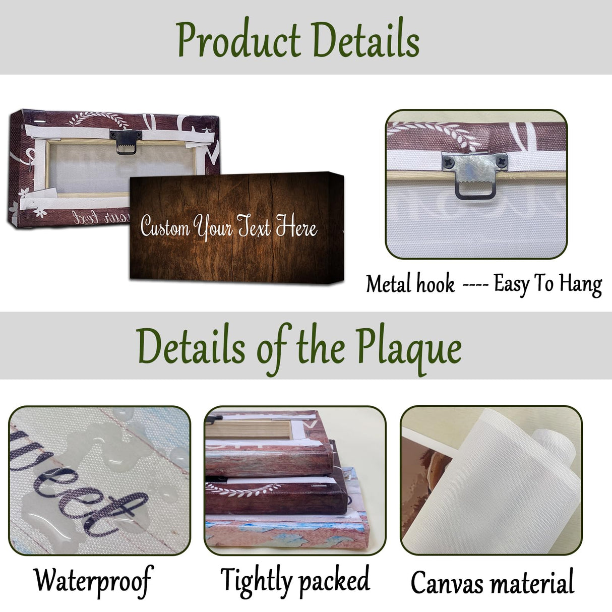 CHAOSETKEN Custom Text Sign Wall Art Personalized Family Quote Wall Decor Family Sign Canvas Prints Customized Wood Text Quote Pictures Rustic Farmhouse Decor Framed (12L x 6W) CHAOSETKEN