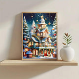 Christmas House Tree Ball Diamond Art Kits for Adults, 5D Diamond Painting Kits for Adults Beginners, DIY Full Round Drill Diamond Dot Painting Gem Art Kits for Adult, Home Wall Decor 11.8x15.7 Inch VCLKDIY