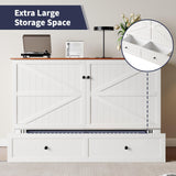 ijuicy Queen Murphy Bed with Storage & Multifunctional Charging Station, Modern Murphy Cabinet Bed with Foldable Panel, Space-Saving Beds for Guest Bedroom,Living Room(White & Brown,with Mattress) ijuicy