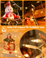 Minetom Clear Christmas Lights Set 100 Count 25 Feet Incandescent Bulb Mini String Lights for Indoor Christmas Tree Garland Birthday Wedding Party Festival Decoration, White Wire Minetom