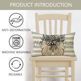 Fjfz Hello Winter Gloves Gray Lumbar Decorative Throw Pillow Cover 12 x 20, Rectangular Red Berry Gray Stripe Outdoor Home Decor, Plaid Bow Pine Cone Christmas Holiday Seasonal Farmhouse Cushion Case Fjfz