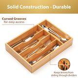 Umilife Bamboo Kitchen Drawer Organizer, 9 Inch Silverware Utensils Tray Holder for Small Drawer, Wood Caddy for Flatware Cutlery Knives Umilife
