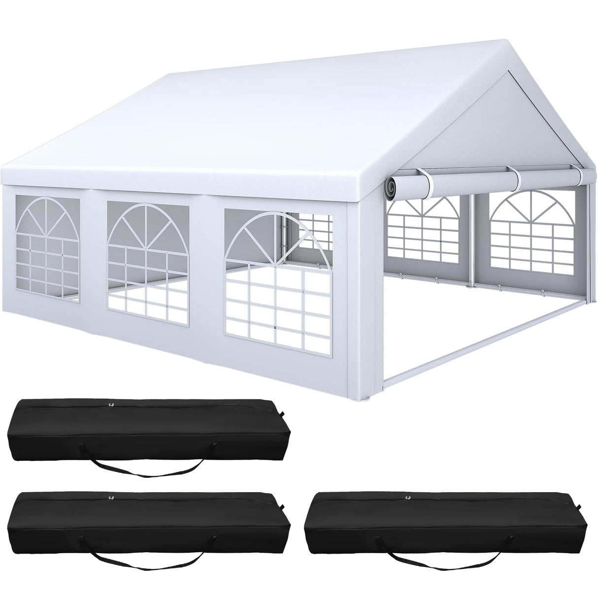 YITAHOME 20x20 ft Party Tent Heavy Duty Wedding Event Shelters Outdoor Upgraded Galvanized Canopy with Large White Roof, Removable PVC Sidewalls & 3 Storage Bags YITAHOME