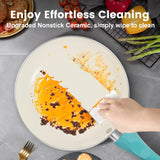 M MELENTA Pots and Pans Set Nonstick, 11pcs Kitchen Cookware Sets Induction Cookware, Ceramic Non Stick Cooking Set, Stay Cool Handle & Bamboo Kitchen Utensils, 100% PFOA Free, Turquoise M MELENTA