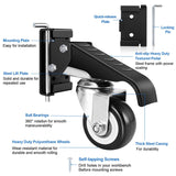 DOZAWA Retractable Workbench Casters with Quick-Release Caster Plate Set (4PK) 700lb Load Capacity, 2 Mounting Options DOZAWA
