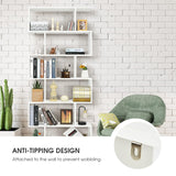 Giantex Geometric Bookcase White, S-Shaped Wooden Bookshelf, 6-Tier Modern Freestanding Decorative Storage Display Shelves for Bedroom, Living Room Giantex