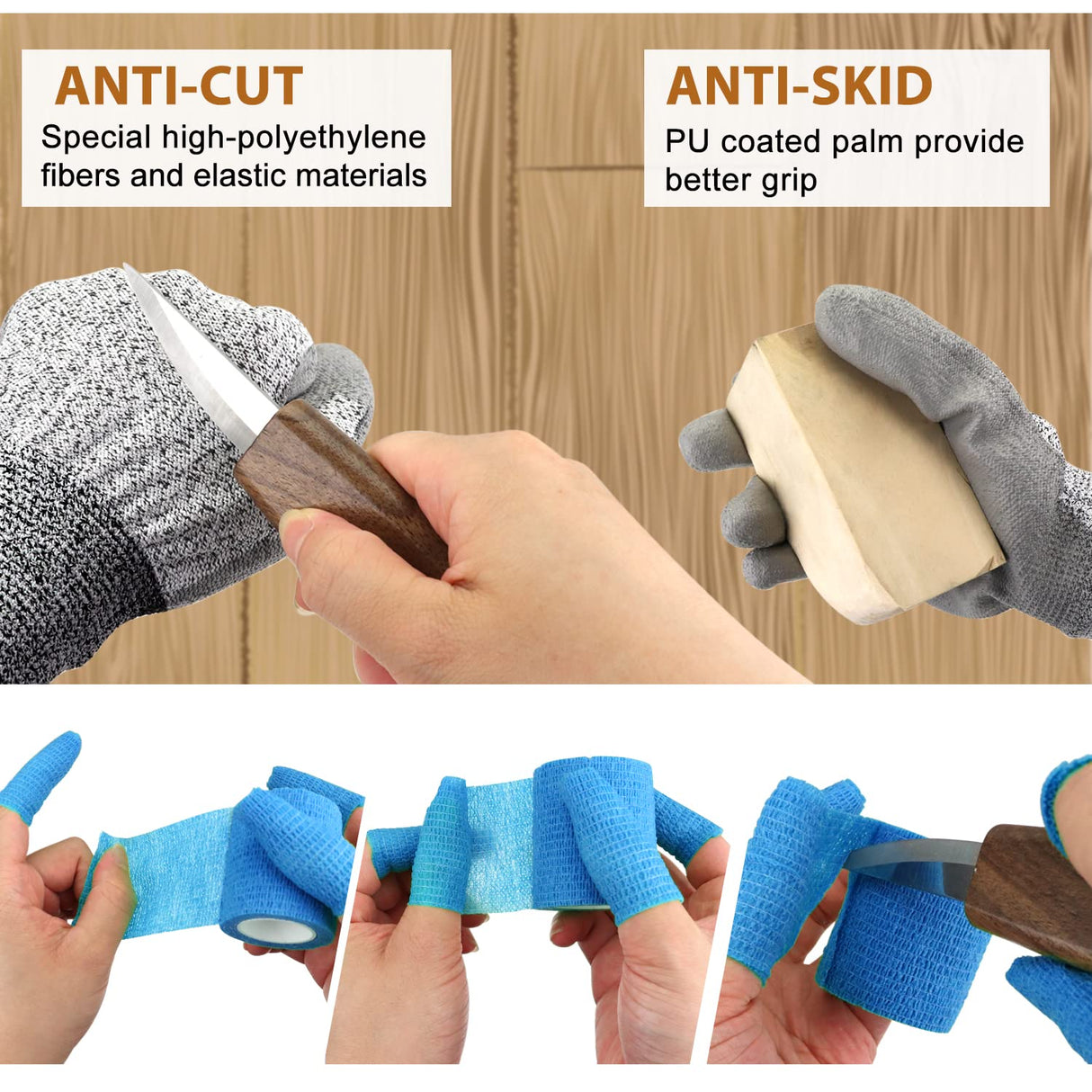 Wood Carving Kit 22PCS Wood Carving Tools Hand Carving Knife Set with Anti-Slip Cut-Resistant Gloves, Needle File Wood Spoon Carving Kit for Beginners Whittling Kit for Kids Adults Woodworking DIY POLIWELL