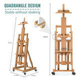 H-Frame Multifunctional Easel, Foldable & Adjustable (Vertical to Horizontal), Holds Two Canvases (Up to 77 Inches), Professional H-Frame Art Easel for Adults Semoprus