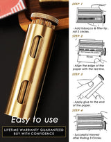 Vintage Cigarette Roller, Brass Cigarette Rolling Machine, Pure Copper Joint Roller Machine, Solid Brass Roller, Use with 70 mm Papers, Elegant and Luxurious Tobacco Roller for Men and Women ZHAOGOO