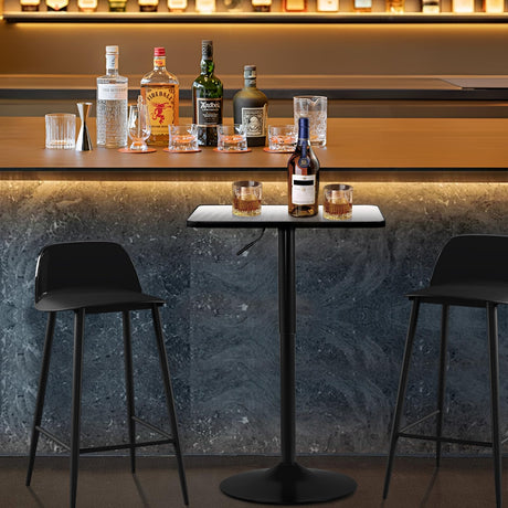 Athena Collection Square Bar Table, Adjustable Height High Top Bistro Table with MDF Desktop, 23.5'' Cocktail Table for Bar/Pub/Bistro (Silver Flash) Athena Collection