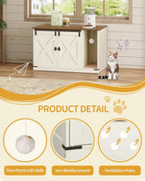 Hzuaneri Cat Litter Box Enclosure, Hidden Litter Box Cabinet Furniture with Bell, Indoor Cats House, Farmhouse Style, 39.4 x 21.7X 24.8 Inches for Hallway, Bedroom, Rustic Brown and White CB85214X Hzuaneri