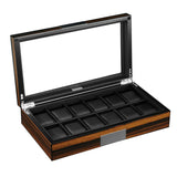 Lifomenz Co 12 Watch Box for Men Watch Display Case Wood Luxury Watch Box with Large Glass Window,Watch Organizer Box with Ultra Smooth PU Leather Interior Lifomenz Co