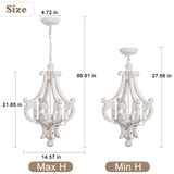 ALISADABOY Farmhouse Rustic Wood Light Fixture Distressed White Dining Room Pendant Chandelier French Country 4 Light Candle Hanging Lamp for Kitchen Island Living Room Bedroom Entryway Foyer ALISADABOY