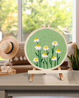 TINDTOP Punch Needle Kit, Daisy Punch Embroidery Kits for Adults Beginner, Tool with Punch Needle Fabric, Hoops, Yarns and Sewing Needles TINDTOP