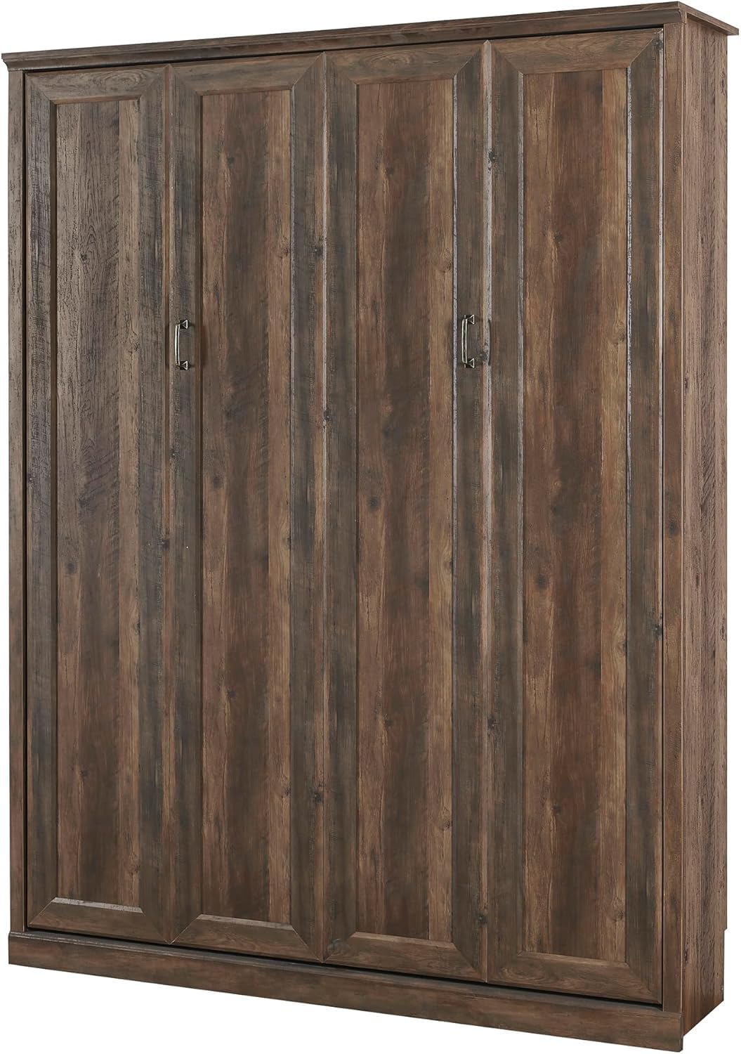 MERITLINE Queen Size Murphy Bed with USB Port,Wood Folding Brown Murphy Wall Bed Cabinet MERITLINE