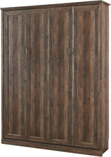 MERITLINE Queen Size Murphy Bed with USB Port,Wood Folding Brown Murphy Wall Bed Cabinet MERITLINE