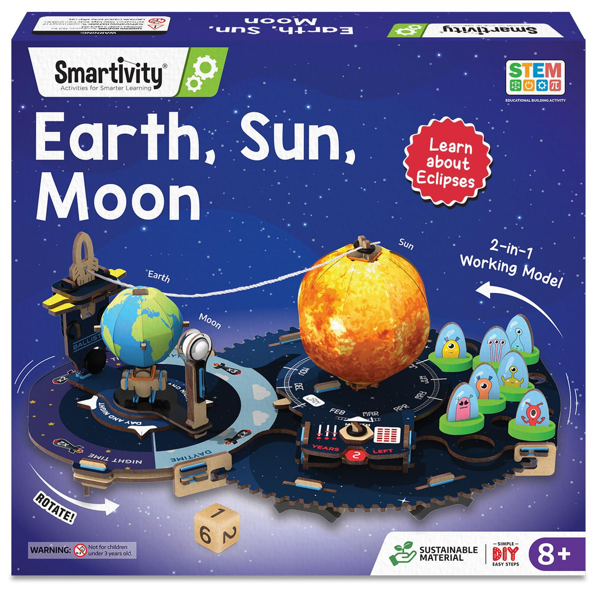 Smartivity Earth-Sun-Moon Space Toy for Kids 8-14 Years Old | Interactive 3D Model Ideas for Boys & Girls | DIY STEM Science Toys for 8,9,10,11,12,13,14 I Wooden Engineering Game Smartivity