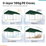 FORALEBEN Carport Replacement Canopy Cover for 10' x 20' Car Tent Top Garage Shelter Cover Tarp with Ball Bungees (Only Top Cover, Frame Not Include) Green FORALEBEN