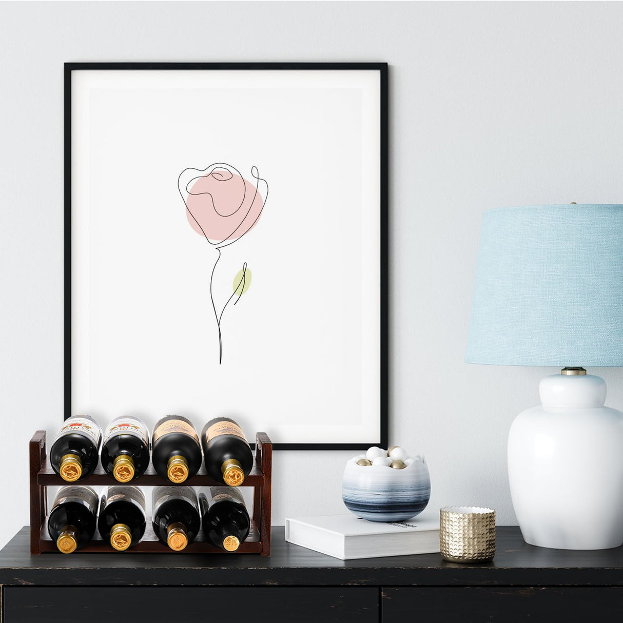 Peohud Acacia Wood Countertop Wine Rack, 8 Bottles Wooden Wine Holder Stand, 2 Tier Free Standing Wine Storage Display Shelf for Home Kitchen Bar Table Top Cabinet Pantry Wine Cellar Basement Peohud