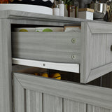 AIEGLE Large Kitchen Hutch Cabinet, Storage Cupboard Pantry with Glass Doors, Drawers & Countertop, Floor Kitchen Pantry Storage Cabinet Utility Buffet, Wooden Grey (61.2" L x 18.1" W x 75.9" H) AIEGLE