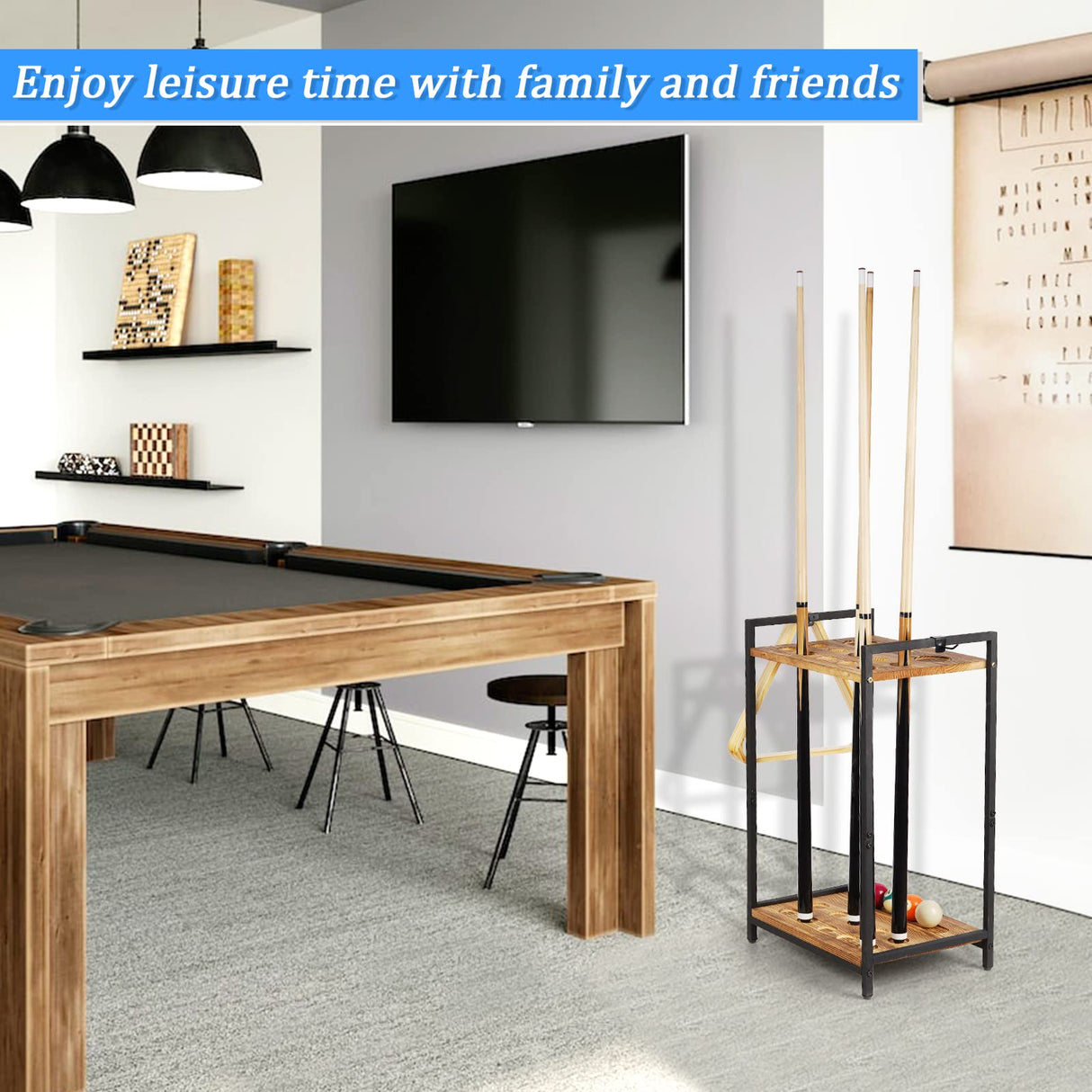 Jolensoy Pool Stick Holder Pool Cue Holder Floor Stand Cue Stick Holder 10-Hole Billiard Cue Racks for Game Room Billiard Room Decor Club Pool Table Accessories Jolensoy