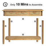 Wnutrees Farmhouse Console Table with 3 Rattan Drawers, 46" Long Narrow Boho Foyer Sofa Tables with Open Storage Shelves for Entryway,Hallway,Living Wnutrees