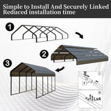 10x20 FT Metal Carport Heavy Duty with Galvanized Steel Roof & Frame, All-Weather Portable Car Garage Canopy Shelter for Cars, Safe Boat Cover Car Ports for Yard Poborin