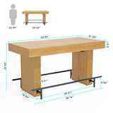 FUXJUM 63 Inch Wide Bar Table with Footrest Counter Height Pub DiningTable for 4-6 People Farmhouse Bar Unit for Home Kitch,Dining Room FUXJUM