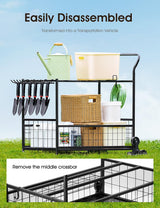 Heavy-Duty Garden Tool Organizer for Garage with 2 Stair-Climbing Wheels, Lawn & Yard Tool Storage Rack, Garage Tool Cart with Lockable Wheels, Outdoor Garden Tool Storage for Sheds SereneHome