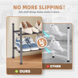 STORAGE MANIAC Expandable Shoe Rack, 8 Pairs Stackable Small Shoe Rack, Metal Adjustable Shoes Organizer for Closet, Entryway, Hallway, Garage, Front Door, Shoes Shelves, Black 2 Tier STORAGE MANIAC