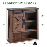 AMERLIFE 24" Wall Cabinet, Farmhouse Storage Cabinet with Sliding Barn Door & Adjustable Shelf, Cabinet Wall Mounted for Bathroom, Kitchen, Living Room, Reclaimed Barnwood AMERLIFE