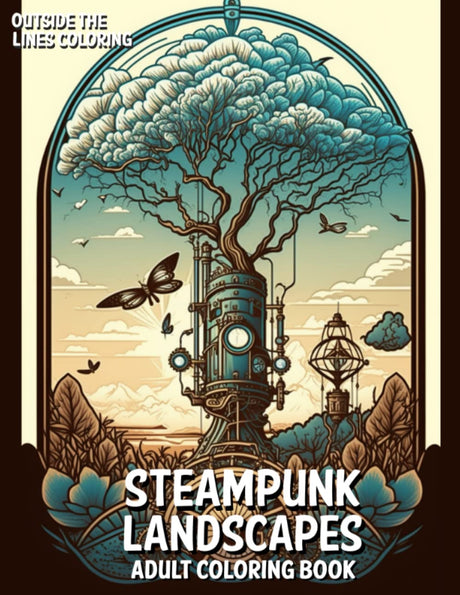 Steampunk Landscapes Adult Coloring Book: 50 Fun and Unique Drawings of Steampunk Themed Landscapes for Adults and Teens to Color (Fun, Relaxing and ... for Adults by Outside The Lines Coloring) WoodArtSupply