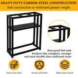 Umisu Fish Tank Stand Metal Aquarium Stand 10-15 Gallon 24.8" x 9.25" x 30.1" Aquarium Turtle Tank Stand,Double-Layer Detachable Design Black Umisu