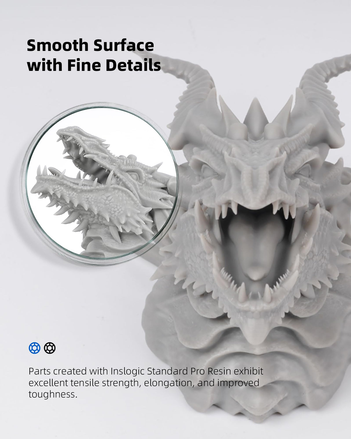 Inslogic 3D Printer Resin, Standard Pro Resin 405nm UV-Curing 3D Resin for LCD/DLP/SLA 3D Printing, High Precision & Low Shrinkage & Fast Curing (Dark Gray, 1kg) Inslogic