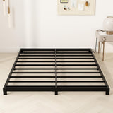 YUSENHEEI 4 Inch King Size Bed Frame, Heavy Duty Metal Platform Low King Bed Frame, No Box Spring Needed, Noise Free, Easy Assembly, Black YUSENHEEI