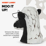 Black & White Sculptureative Cow Head Wearing Glasses – Distressed Faux Taxidermy – Wood & Metal Animal Sculpture – Country Western Themed Party Decorations – Farmhouse Style Decor for Home & Office Hobby Lobby