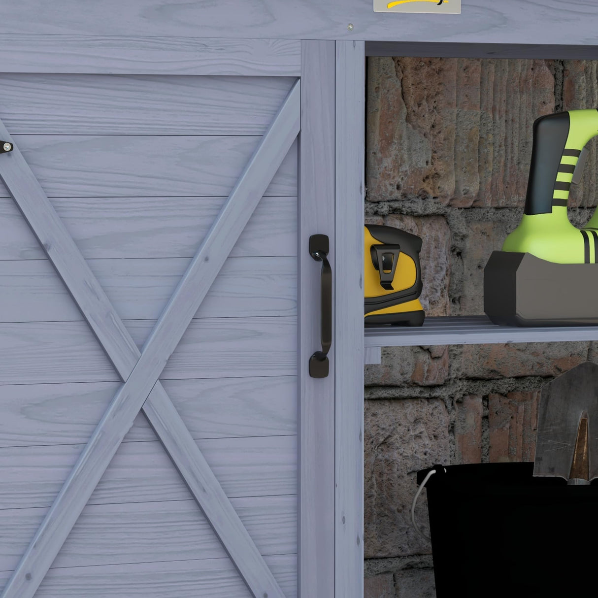 Outsunny Outdoor Wooden Potting Bench Table, Garden Workstation with Storage Cabinet, Storage Shelves for Backyard, Patio, Balcony, Gray Outsunny