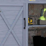 Outsunny Outdoor Wooden Potting Bench Table, Garden Workstation with Storage Cabinet, Storage Shelves for Backyard, Patio, Balcony, Gray Outsunny