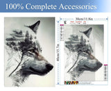 JFYHAB Wolf Diamond Art Kits for Adults, Mountain Wolf Diamond Painting Kits for Adults Beginners, DIY 5D Diamond Painting with Round Gem Art Kits for Gift Home Wall Decor 12x16 Inch JFYHAB