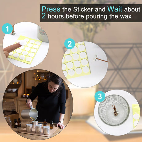 Aubeco 720PCS Candle Wicks for Candle Making, Candle Wick Stickers, Heat Resistance Double-Sided Stickers with The Little ‘‘Tail’’, Stickers for Candle Making Aubeco