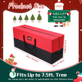 Wesnoy Large Heavy Duty Christmas Tree Storage Bag Waterproof Christmas Tree Storage Box with Handles Xmas Bin for Holiday Disassembled(Red, Black,7.5 ft) Wesnoy