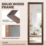 YLYHSST 65"x24" Full Length Mirror Solid Wood Frame Arched Floor Mirror for Living Room, Bedroom Hanging or Leaning, Brown YLYHSST
