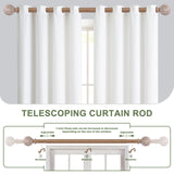 HTZON Wood Curtain Rods 48 to 84 Inch,1 Inch Boho Adjustable Curtain Rod,Imitation Wood Grain Leaf Decorative Window Curtain Rods,Farmhouse Rustic Heavy Duty Curtain Rods,Brown Drapery Rods 36-88" HTZON