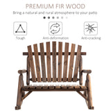 Outsunny Outdoor Wooden Rocking Chair, Double-Person Adirondack Rocking Patio Chair with Rustic High Back, Slatted Seat and Backrest for Indoor, Backyard, Garden, Carbonized Outsunny