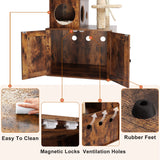 Timberer Cat Tree with Litter Box Enclosure, 2-in-1 Cat Tower for Indoor Cats, Large Cat Furniture, Wood Cat Condo with Basket, Scratching Posts, Pompoms, Rustic Brown Timberer