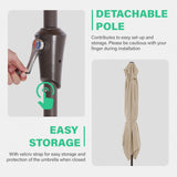 JEAREY 6.5x10 ft Rectangular Patio Umbrellas Outdoor Market Umbrella with Push Button Tilt and Crank, Rectangle Table Umbrella 6 Sturdy Ribs UV Protection for Pool Garden Backyard Deck, Beige JEAREY