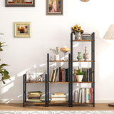 Katrawu Small Bookshelf for Small Space, 2 Tier Industrial Bookcase,Narrow Book Case Storage Organizer Book Shelf for Living Room, Bedroom and Office, Easy Assembly(2 Tier,Rustic Brown) Katrawu