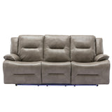 3 Seater Home Theater Recliner Manual Recliner Chair with a LED Light Strip Two Built in Cup Holders for Living Room,Bedroom, Grey Generic