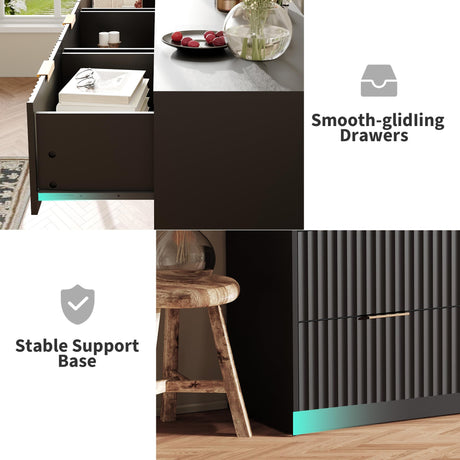 Fluted Dresser for Bedroom, 9 Drawer Dresser, Large Capacity & Anti-Tip, Modern Chest of Drawers with Metal Handles, Wooden Dressers Closet Storage Organizer for Living Room Hallway Entryway GarveeHome
